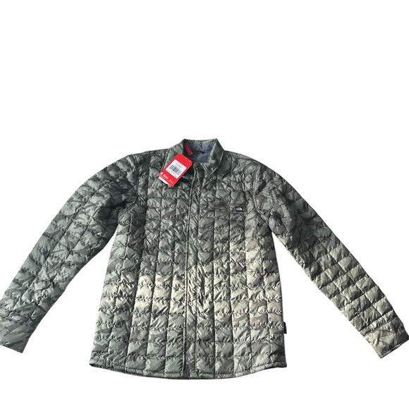 The North Face RARE COLOR ThermoBall Shirt Jacket Lichen Green Camo Mens S NWT - Picture 3 of 9